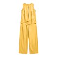 thumbnail image 4 of Karymi Workout Sets for Women Two Piece Outfit Set, Crew Neck Sleeveless Asymmetric Layered Tank Top, High Waist Wide Leg Pants with Pockets, 4 of 5