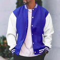 thumbnail image 1 of Lefu Men Classic Thin Fleece Baseball Jacket Fashion University Varsity Splicing Coat, 1 of 9