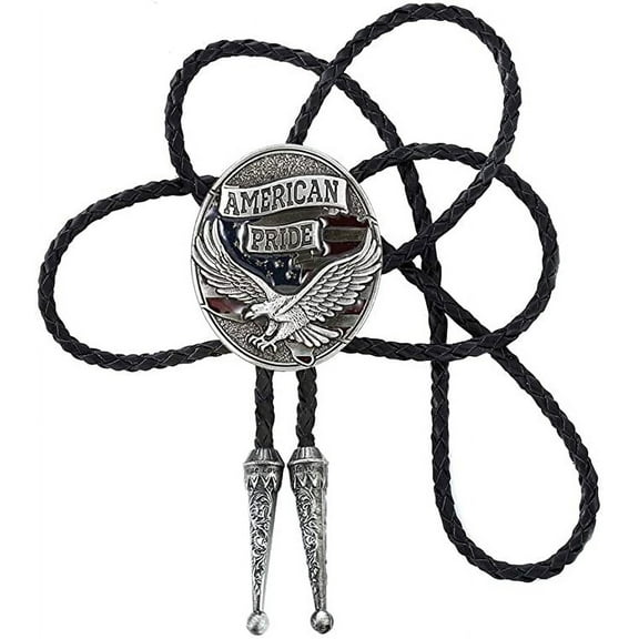 Vintage White Crack Triangle Bolo Tie for Men with Silver Bolo Tie Tips