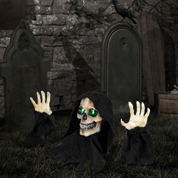 Northlight LED Lighted Grim Reaper with Sound Outdoor Halloween Decoration - 8"