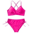 thumbnail image 4 of Womens Bathing Suits Tankinis Plus Size Womens Cheeky Bikini Sets Ruched Two Piece Swimsuit Drawstring Mid Waisted Bathing Suit Summer Swim Suits M, 4 of 7