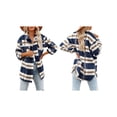 thumbnail image 2 of Chaqueta de Franela A Cuadros para Mujer, Ideal para Otoño Camisa de Larga con Botones y Bolsillos Laterales Azul Marino L, 2 of 7