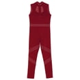thumbnail image 4 of dPois Girls Rhinestone Gymnastics Leotards Ballerina Dance Costume Mock Neck Key Hole Back Figure Burgundy 6, 4 of 5