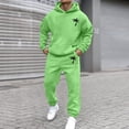 thumbnail image 4 of Men's Suits Product Title for Men Casual Solid Two Piece Hooded Sports Set with Raglan Sleeve Drawstring Pant Set, 4 of 5