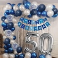 thumbnail image 6 of 50th Birthday Decorations for Men, Navy Blue Silver Garland Kit Birthday Balloons Party Decorations with 50th Happy Birthday Banner, Confetti Number 50 Foil Balloons, 6 of 7