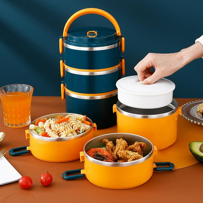 Thermal Lunch Box, Stackable Metal Stainless Steel Hot Food Bento Boxes for Adults, Lunch Container ,Insulated Lunch Bag for Hot Lunch (1/2-Tier)