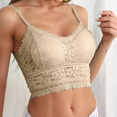 

Pxiakgy lingerie for women Women One Size Vest Crop Wireless Bra Lingerie V-Neck Underwear Camisole Crop Top Khaki + One size