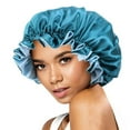 thumbnail image 2 of Gorro de satén para mujer, para dormir por la noche, protector de cabello, para mujeres y niñas Azul, 2 of 5