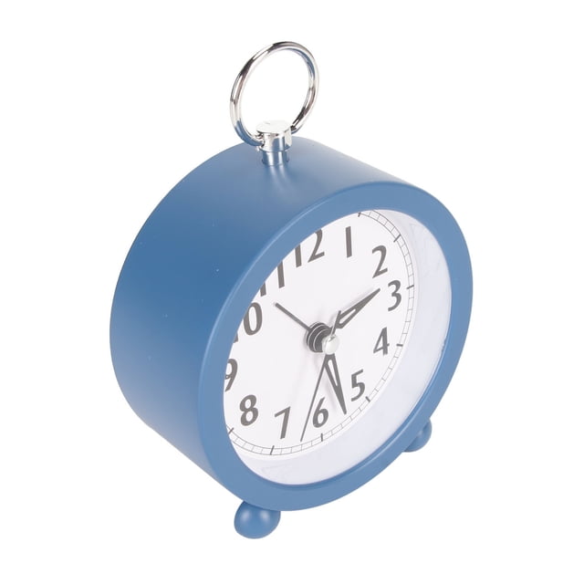 Qukaim Reloj despertador redondo silencioso, multifunción, elegante, simple, pequeño, para dormitorio y hogar, color azul