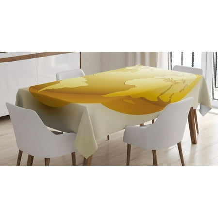 

Earth Tablecloth Vivid Style Earth Icon in Yellow Color World Sphere Global International Theme Rectangular Table Cover for Dining Room Kitchen 52 X 70 Inches Yellow Beige by Ambesonne