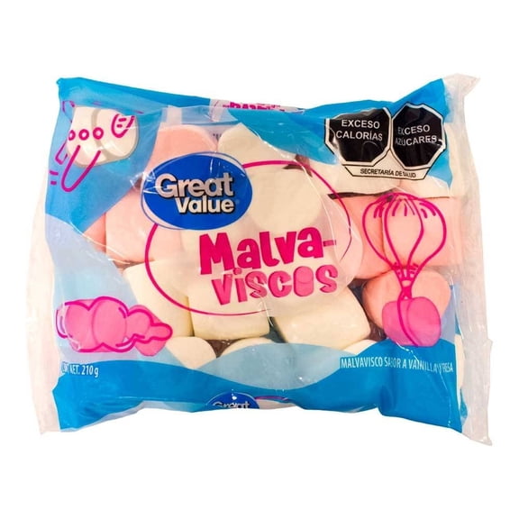 Malvaviscos Great Value sabor vainilla y fresa 210 g