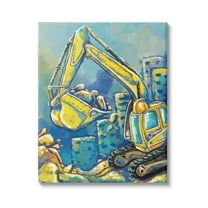 Stupell Industries Bulldozer Construction Painting Transportation Painting Gallery Wrapped Canvas Print Wall Art, 30 x 40