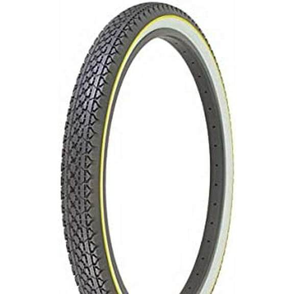 Bike Tire, Bicycle Tire Duro 26 x 2.125 Black/White Side Wall Yellow Line HF-133. 26" Heavy Duty Diamond Tire 26 inch by 2.215 inch.