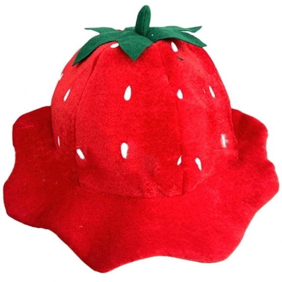 vlrwzc Plush Strawberry Party Hat for Adult Cartoon Fruit Hat Headgear Funny Hat For Christmas Carnivals Halloween Headgear