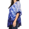 thumbnail image 4 of Sakkas Lepha Long Wide Multi Colored Tie Dye Sequin Embroidered Poncho Top Blouse - Blue - OS, 4 of 5
