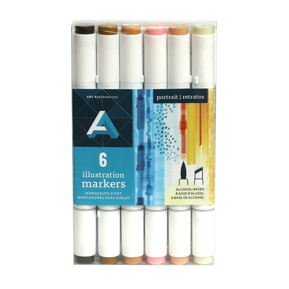 Art Alternatives Illustration Marker, 6Marker Set, Portrait Colors