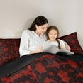 thumbnail image 5 of jejeloiu Retro Damask Flower Queen Comforter Set,Bohemian Floral Bedding Sets,Red Black Bedding Comforter Set For Men Women,Breathable Home Decor Reversible,3-Piece, 5 of 8