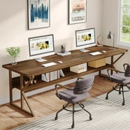 "HomCom 88"" 2-Person Desk, Easy Assemble, with Bookshelf, Double ...