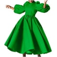 thumbnail image 2 of SMihono Womens 1950s Vintage Dresses Mock Neck Long Sleeve A Line Formal Church Cocktail Swing Dress with Belt Green XL, 2 of 4