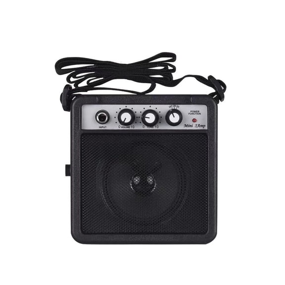 Vruelia 5W Mini Guitar Amplifier Amp Speaker with 3.5mm & 6.35mm Inputs 1/4 Inch Output with Volume Tone Adjustment Overdrive
