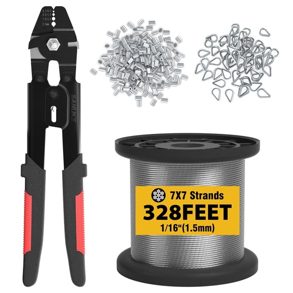 Kit de engarzado de cables Sanuke con cable de acero inoxidable 7x7