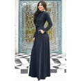 thumbnail image 2 of KOH KOH Long Sleeve Modest Fall Winter Pockets Evening Flowy Empire Waist Full Floor Length Cocktail Semi-Formal Tall Maxi Dress Gown Abaya For Women Slate Gray Grey Medium US 8-10 NT353, 2 of 6