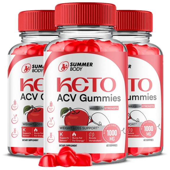 (3 Pack) Summer Body Keto ACV Gummies - Apple Cider Vinegar Supplement for Weight Loss - Energy & Focus Boosting Dietary Supplements for Weight Management & Metabolism - Fat Burn - 180 Gummies