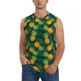 thumbnail image 2 of Goofa Pineapples with Palm Leaves Printed Men's Sleeveless T-Shirt - Athletic Gym Workout Tank Top for Men - Moisture-Wicking, UPF 30+ Quick-Dry Muscle Tee-Small, 2 of 8