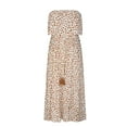 thumbnail image 4 of Wycnly Formal Dresses for Women Sleeveless Tube Top Leopard Print Summer Maxi Dresses Beach Party Sexy Off Shoulder Elastic Waist Slit Swing Dress Khaki xl Under $5, 4 of 7
