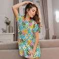 thumbnail image 3 of Easygdp Cute Pineapples Camisón de manga corta para mujer, informal, estampado, 3 of 6