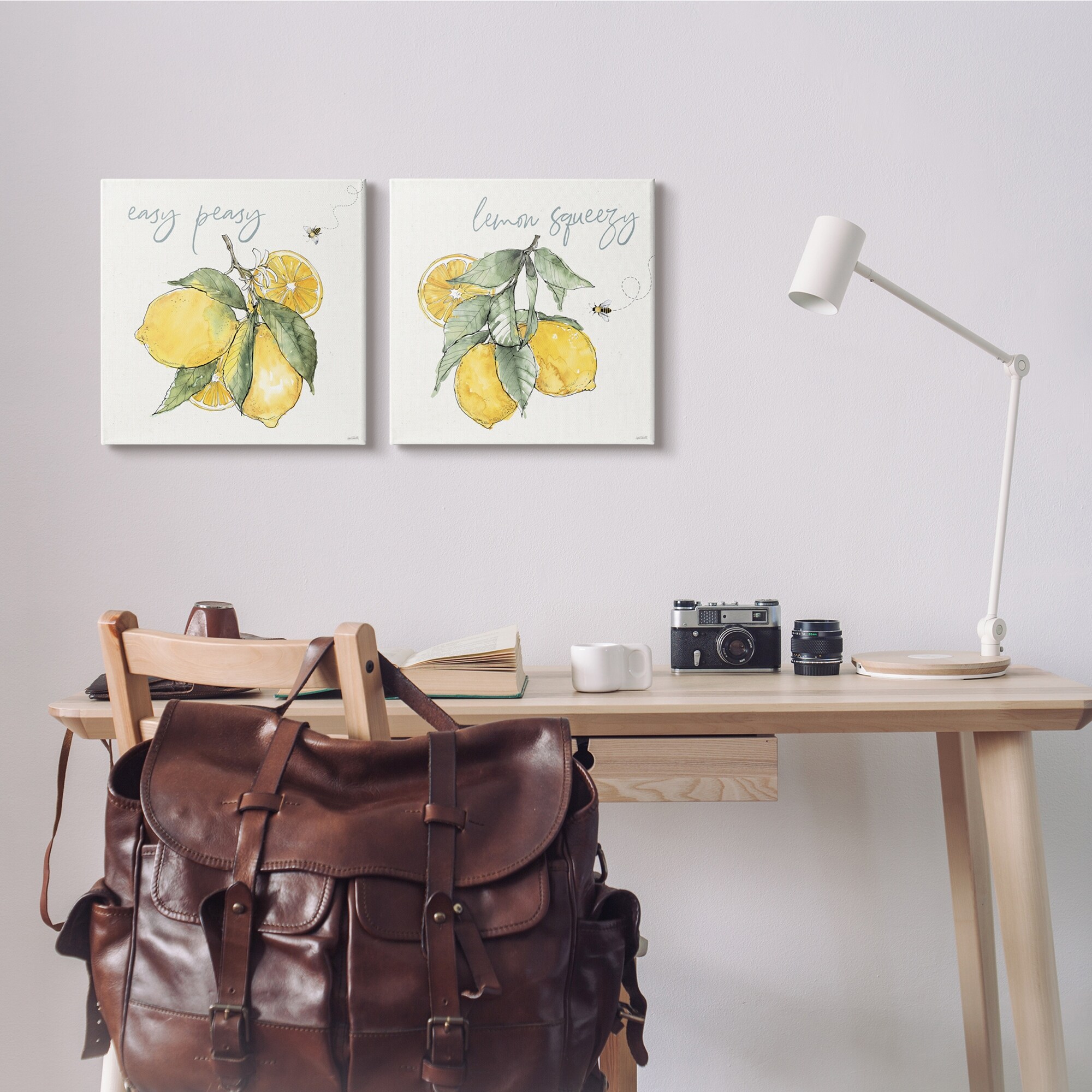 Stupell Industries Easy Peasy Lemon Squeezy Phrase Yellow Honey Bees, 17 x 17, Design by Anne Tavoletti