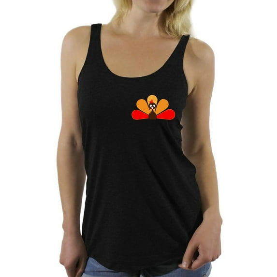 Awkward Styles Thanksgiving Sleeveless Shirt Turkey Racerback Tank Tops Pocket Print