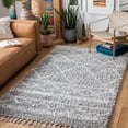 thumbnail image 2 of SAFAVIEH Pro Lux Marie Geometric Shag Area Rug, Grey/Ivory, 6'7" x 6'7" Square, 2 of 8