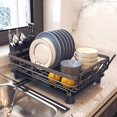 thumbnail image 1 of Dish Drying Rack with Drain Board, Trusthere Dish Rack for Kitchen Counter with Utensil Holder, Rustproof Drainboard Set with Cup Holder, Dish Drainer with 360° Swivel Drain Spout (Grey), 1 of 8