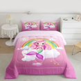 thumbnail image 2 of Homewish Kawaii Mermaid Princess Queen Comforter Set,Colorful Rainbow Bedding Sets,Magic Cartoon Animal Bedding Comforter Set For Girls,Ultra Soft Home Decor Reversible,3 Pieces, 2 of 8