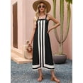 thumbnail image 3 of Women Bohemian Floral Dress Summer Casual Color Block Maxi Beach Overall Dress Coverups Black S, 3 of 6