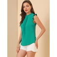 thumbnail image 4 of Blusa elegante Sin mangas Allegra K Vintage 1950 volantes Verde viridiano L, 4 of 6
