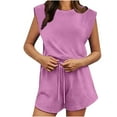 thumbnail image 2 of Teissuly Women's Solid Color Sleeveless Backless Top With Elastic Waist Pocket Shorts And Jumpsuit, 2 of 9