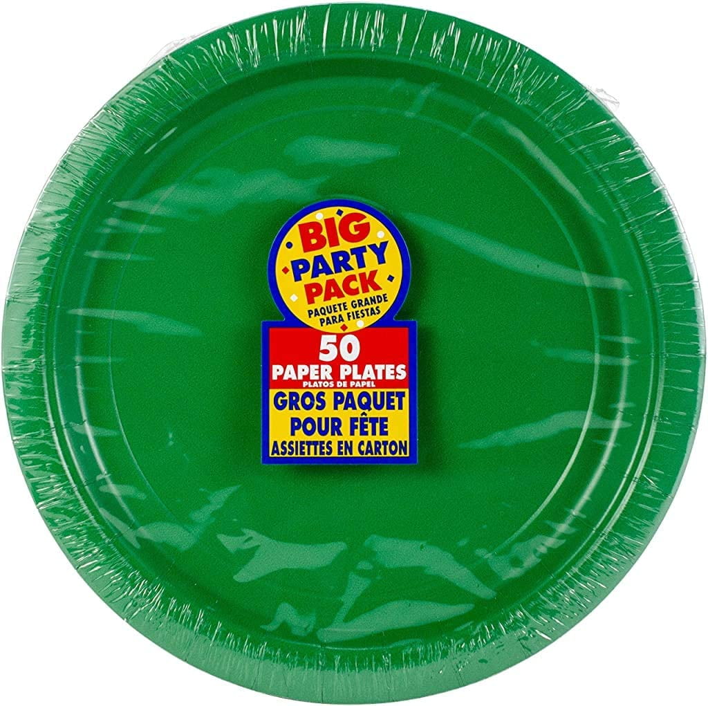 9 x Amscan 650013.03 Festive Green Paper Lunch Plates  Big Party Pack  50ct 