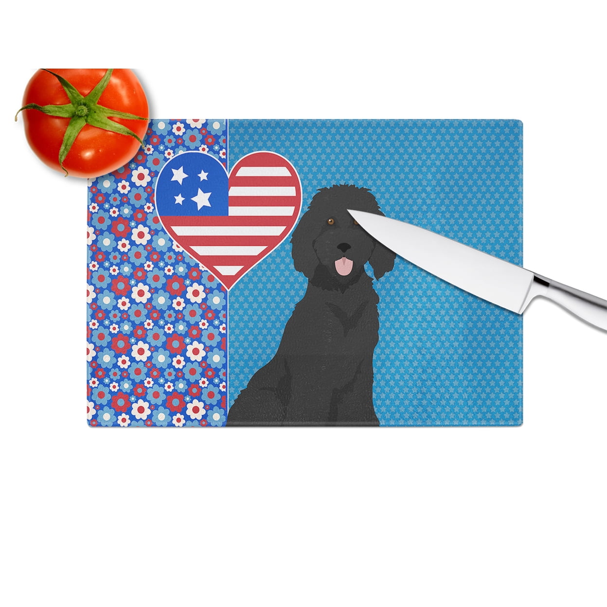 Standard Black Poodle Glass Cutting Board Large 12 in x 15 in