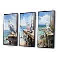 thumbnail image 3 of Designart "Beachside Seagull Repose" Animals Framed Wall Art Set Of 3 - Multi-Color Seagull Frame Gallery Wall Set For Home Decor, 3 of 6