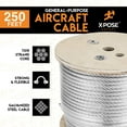 thumbnail image 3 of 7 x 19 Galvanized Steel Aircraft Cable Wire - 3/8" - 250' Reel - 14,400 lb Break Strength Rope for Pulley System or Winch Loop - Marine Wire, Cable/Deck Railing, Fencing, Zipline - Xpose Safety, 3 of 6
