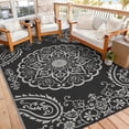 thumbnail image 3 of MeyJey 8'x10' Outdoor Rugs for Patio, Patio Rug Waterproof RV Mats, Plastic Straw Camping Area Rug for Indoor Porch Balcony Beach Mat, Black/Grey, 3 of 15