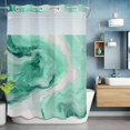 thumbnail image 6 of No Hook Green Marble Shower Curtain with Snap in Liner Set, Summer Ocean Wave Green Ombre Waterproof Fabric Bathroom Curtains with See Through Top Window, Hotel Style Stall 48 x 72 Inch, 6 of 9