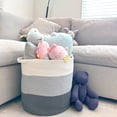 thumbnail image 4 of Orino 18"x16" Extra Large Storage Baskets with Handle-Cotton Rope Laundry Basket-Toy Storage Organizer-Soft Baby Kid Nursery Hamper Organizer-Tall Woven Basket Toy Storage Bin(Black+Grey+Beige), 4 of 7