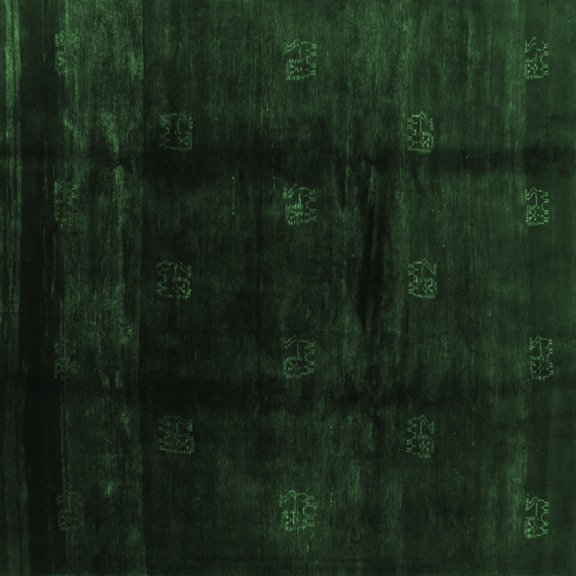 Ahgly Company Indoor Square Abstract Emerald Green Contemporary Area Rugs, 3' Square