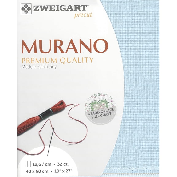 Wizardi Murano 32 Count Light Blue 3984/503. Needlework Canvas, Cross-Stitch Fabric, Embroidery Cloth, Needlepoint Canvas. 52% Cotton. Precut Zweigart