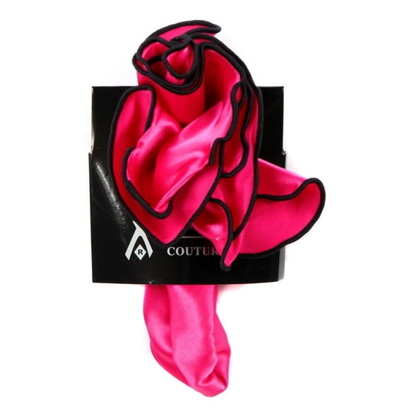 PS-Z-RD-68 - Round Pocket Square Accessory - Fuschsia Black