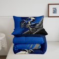 thumbnail image 5 of Manfei Speed Motocross Full Size Comforter Sets，Speed Theme Bedding Comforter Set，Blue,Navy Blue Reversible,3pcs,1 Comforter and 2 Pillowcases, 5 of 7
