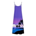 thumbnail image 4 of Summer Saving Wycnly Summer Dresses for Women Fashion Hawaiian Style High Waist Swing Cami Long Dresses 2024 Short Sleeve V-Neck Coconut Tree Print Maxi Formal Dress Purple XXL, 4 of 5